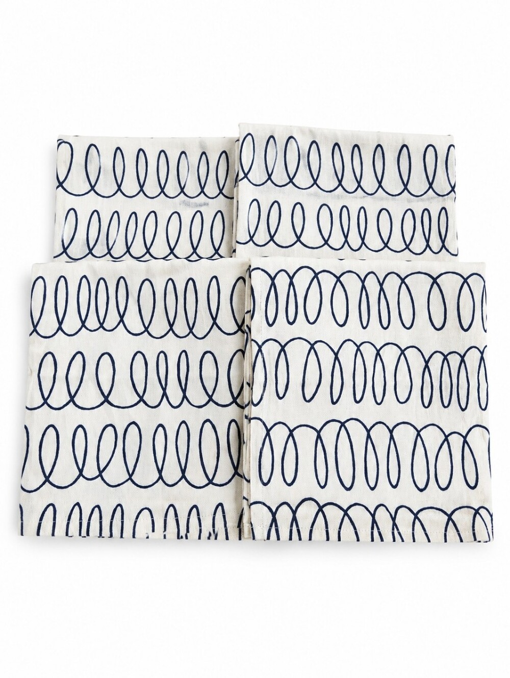 Kate Spade Cream & Navy The Loop Design Set Of 4 Cotton Dinner Napkins 20" X 19"